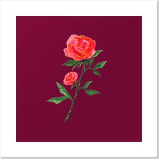 Red Rose Watercolor Wine Red Posters and Art